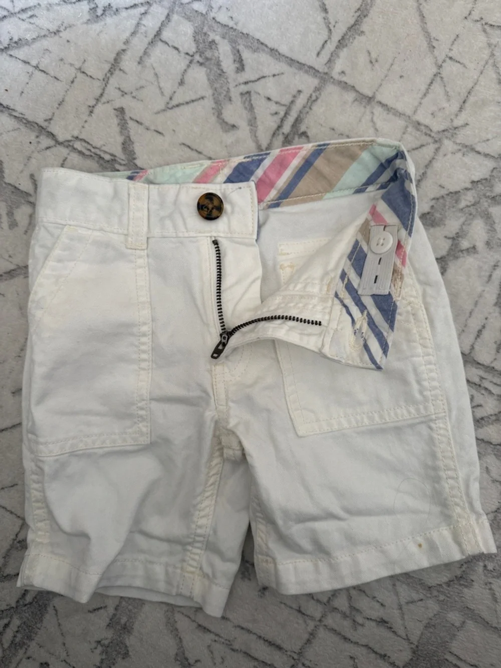 Carter's White Cotton Shorts with Pocket Detail